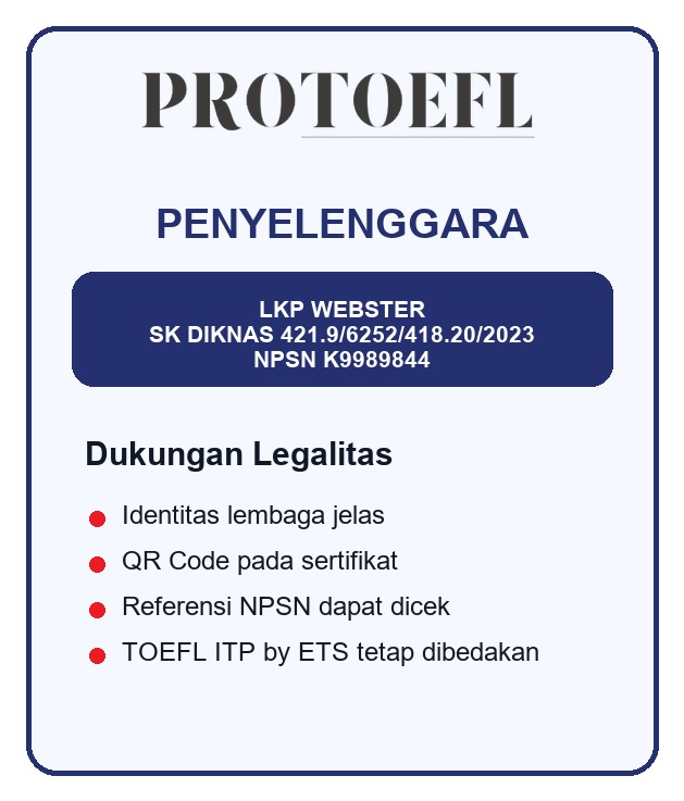 Logo penyelenggara PROTOEFL dan LKP Webster